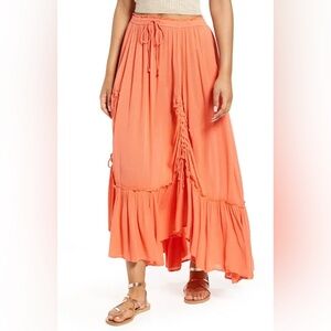 Free People El Sol Convertible Maxi Skirt in Watermelon Smile, Small